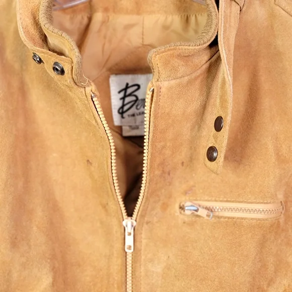 Berman's Vintage Suede Feel Leather Racer Biker Bomber Style Jacket Men’s 42 - Picture 2 of 15